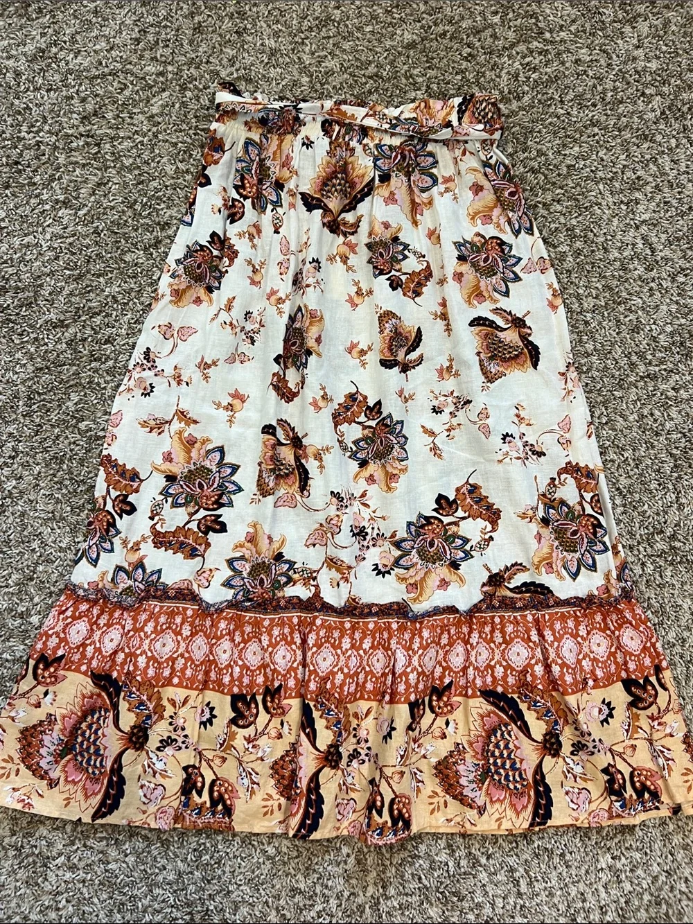 NWT! RACHEL by Rachel Roy Belted, Floral, Tiered Midi Skirt Size M